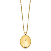 1/20 Gold Filled 26mm Diamond in Heart Oval Locket Necklace